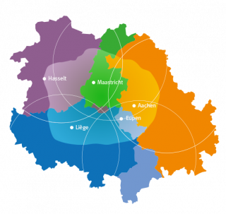 Der Dreiländerpark (hell) im Herzen der Euregio